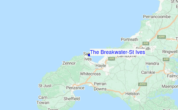 The Breakwater-St Ives Location Map