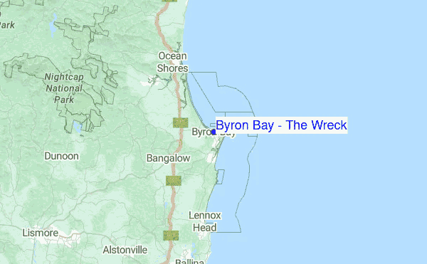Byron Bay - The Wreck Location Map
