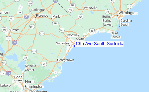 13th Ave South Surfside Surf Forecast And Reports Carolina 13th Ave South Surfside Regional Map