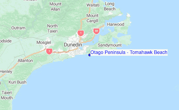 Otago Peninsula - Tomahawk Beach Location Map
