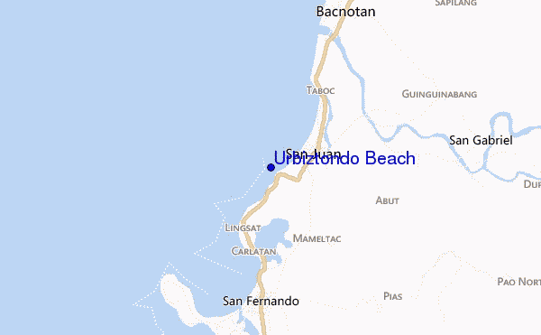 Urbiztondo Beach location map