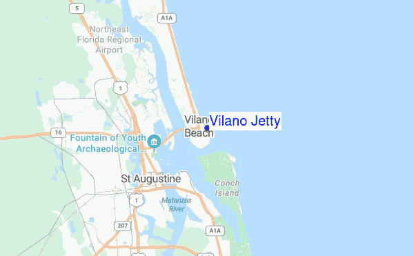 Vilano Jetty location map