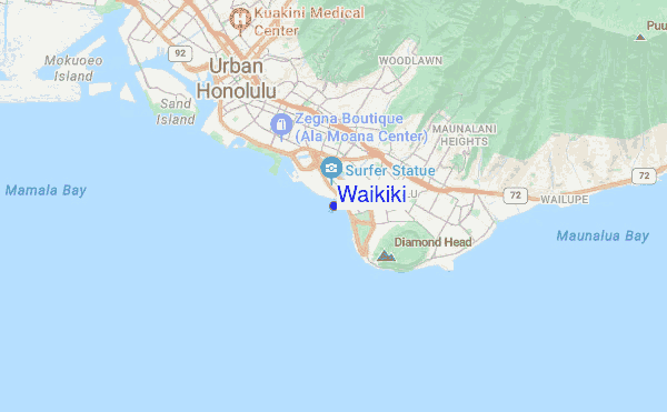 Waikiki Surf Spots Map Waikiki 48 Hour Detailed Surf Forecast