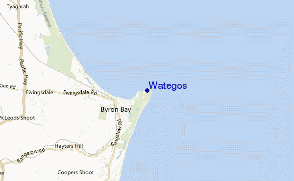 Wategos location map