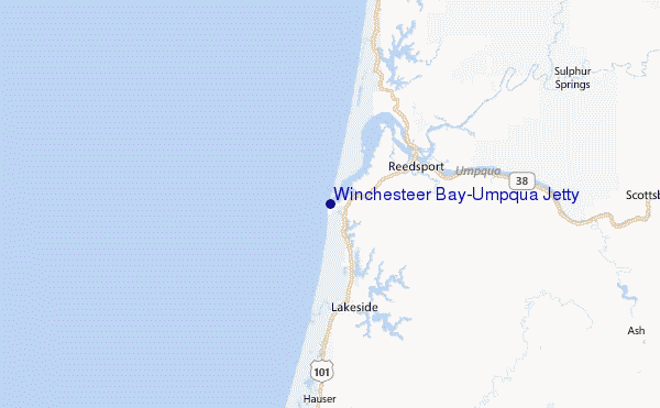Winchesteer Bay/Umpqua Jetty Location Map