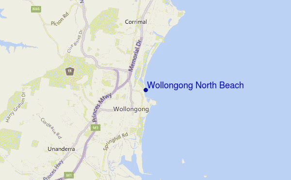 Wollongong North Beach location map