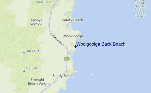 Woolgoolga Back Beach location map