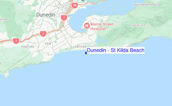 Dunedin - St Kilda Beach location map