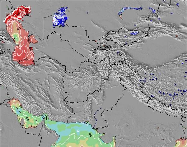 Tajikistan Zeetemperatuur Afwijking Kaart