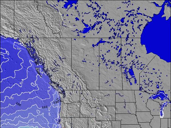 Alberta Temperature della superficie del mare Mappa