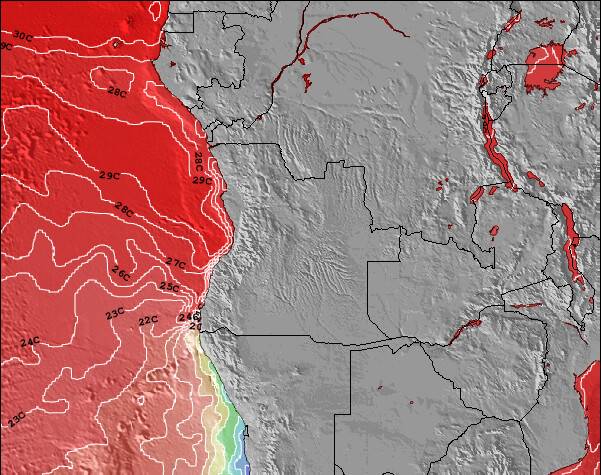Angola Temperaturas da Superfície do Oceano Mapa