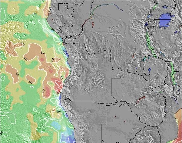 Angola Anomalía de Temperatura del Mar Mapa