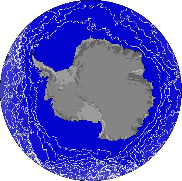 Antarctica Température de la Mer Carte