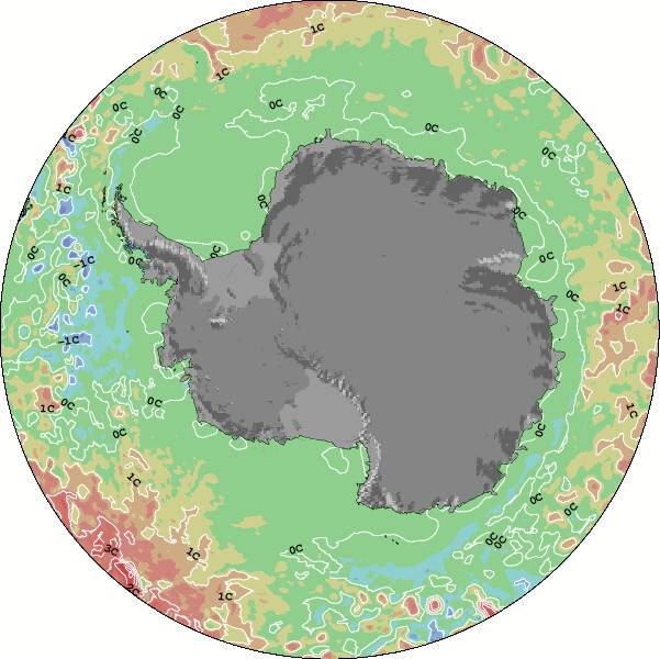 Antarctica Sea Temperature Anomaly Map