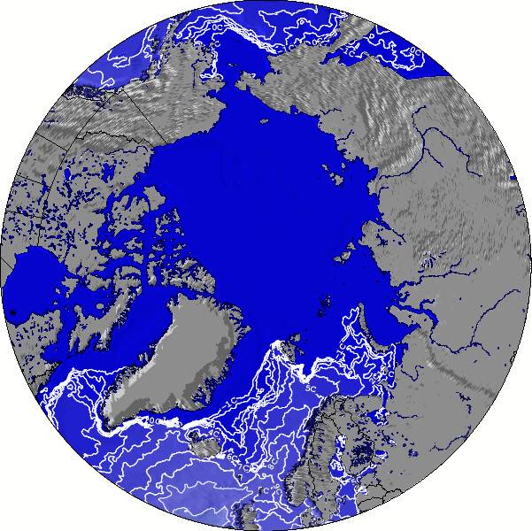 Arctic Temperaturas da Superfície do Oceano Mapa