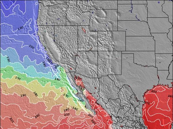 Arizona Temperature della superficie del mare Mappa