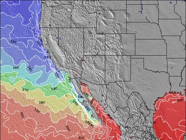 Arizona Temperatura del Mar Mapa