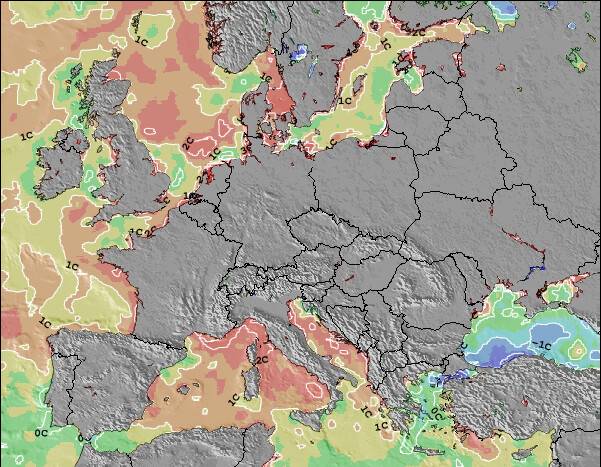 Hungary Sea Temperature Anomaly Map