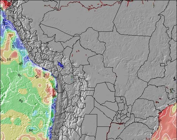 Bolivia Anomalia na Temperatura da Superfície do Oceano Mapa