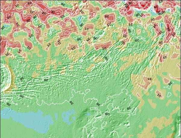 BouvetIsland Temperature del mare anomalia Mappa