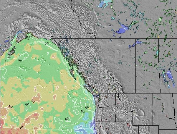 Colúmbia Britânica Anomalia na Temperatura da Superfície do Oceano Mapa