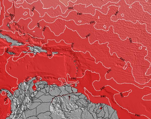 Barbados Sea Temperature Map