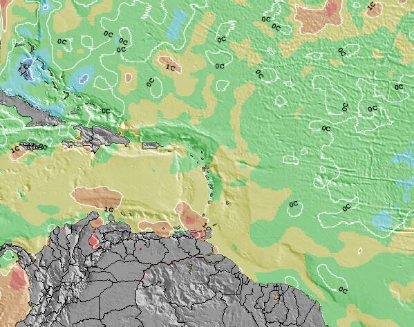 AntiguaandBarbuda Anomalía de Temperatura del Mar Mapa