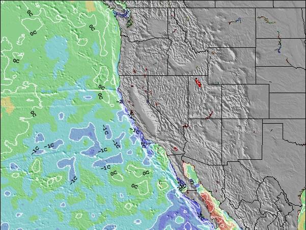 Utah Temperature del mare anomalia Mappa