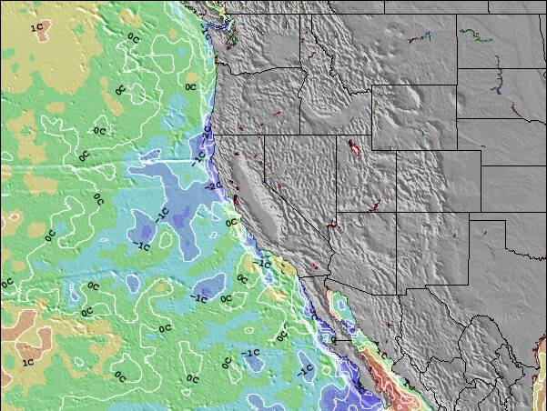 California Anomalía de Temperatura del Mar Mapa