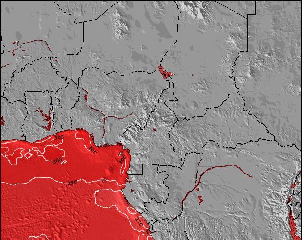 CentralAfricanRepublic Temperaturas da Superfície do Oceano Mapa