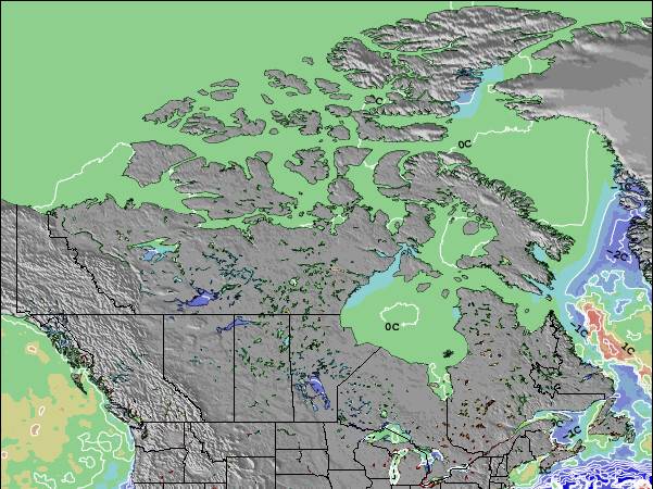 St-PierreandMiquelon Anomalia na Temperatura da Superfície do Oceano Mapa