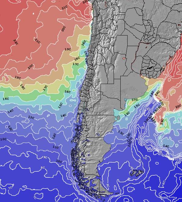 Chile Sea Temperature Map