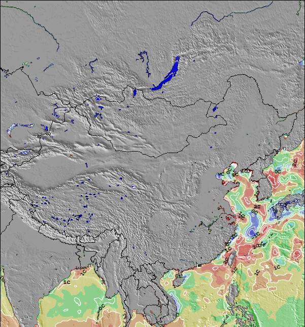 Mongolia Temperature del mare anomalia Mappa