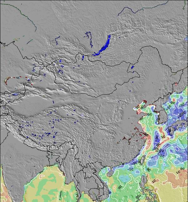 Mongolia Temperature del mare anomalia Mappa