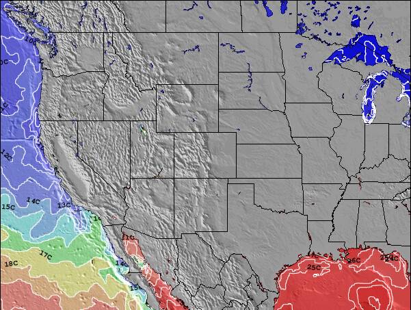 Colorado Temperaturas da Superfície do Oceano Mapa