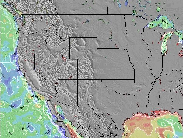 Colorado Anomalia na Temperatura da Superfície do Oceano Mapa