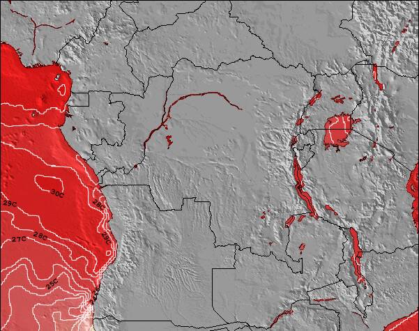 Congo Temperaturas da Superfície do Oceano Mapa