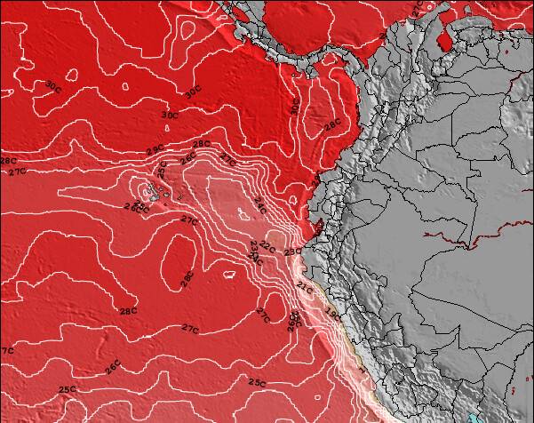 Ecuador Zeetemperatuur Kaart