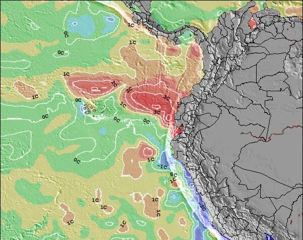 Equador Anomalia na Temperatura da Superfície do Oceano Mapa