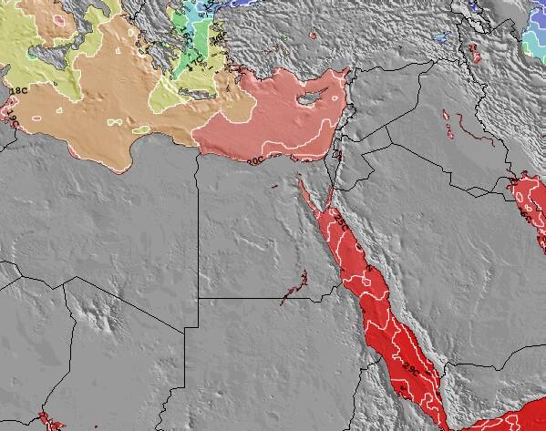 Égypte Température de la Mer Carte