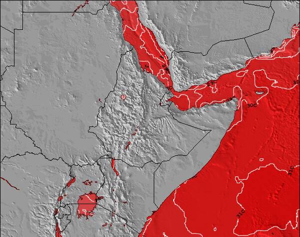 Eritrea Temperature della superficie del mare Mappa