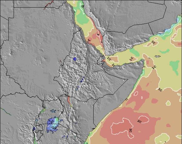 Eritrea Anomalía de Temperatura del Mar Mapa