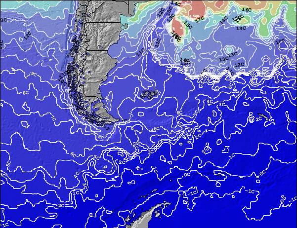 Islas Malvinas Temperatura del Mar Mapa