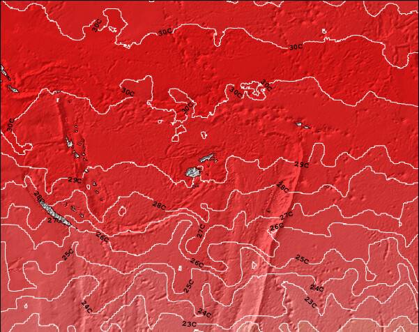 Fiyi Temperatura del Mar Mapa