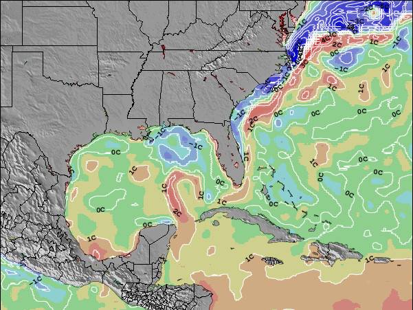 Alabama Anomalies de Température de la Mer Carte