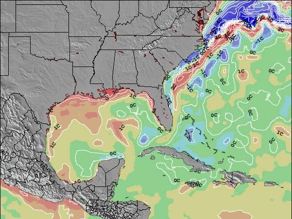 Géorgie Anomalies de Température de la Mer Carte