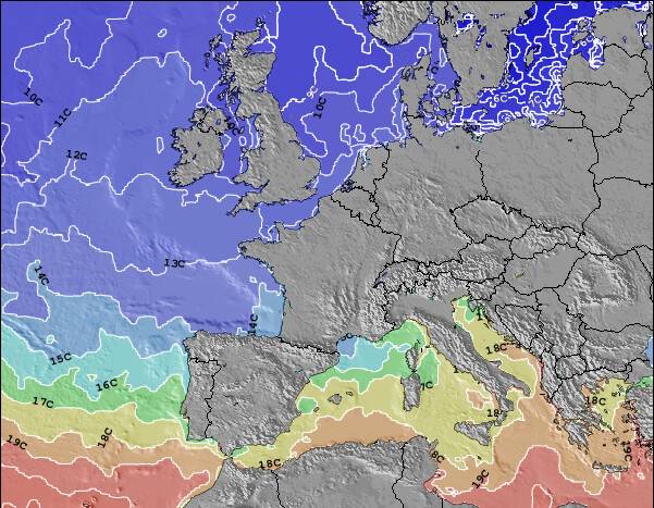 Luxembourg Temperature della superficie del mare Mappa