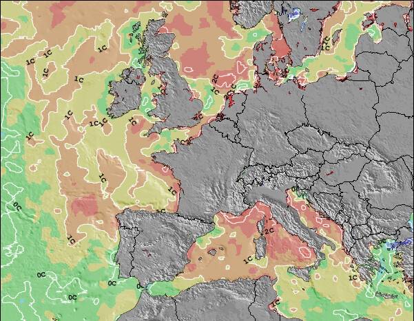 Luxembourg Sea Temperature Anomaly Map