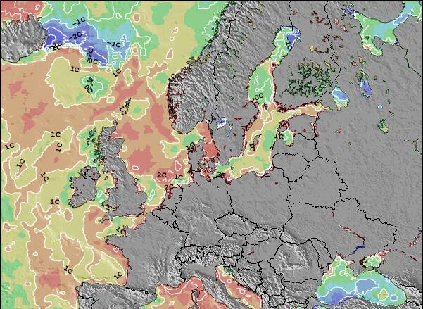 Germania Temperature del mare anomalia Mappa