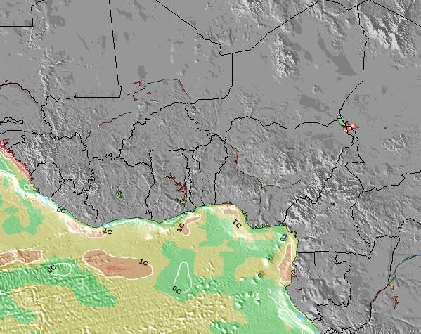 Liberia Anomalía de Temperatura del Mar Mapa